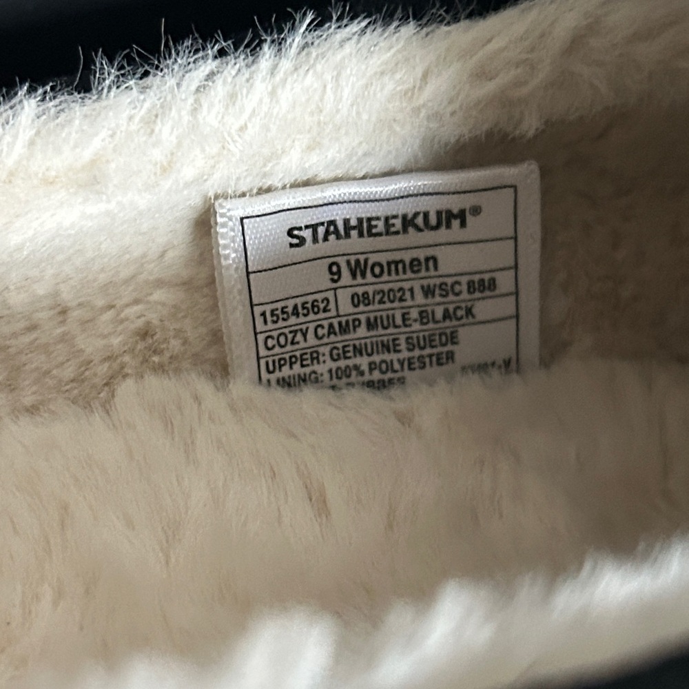 Staheekum Women's Cozy Camp Mules in Black Suede and Faux Fur Lining Size 9 - Picture 10 of 11